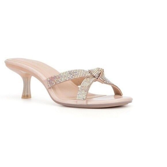 Olivia Miller Womens Katie Kitten Heel Rhinestone Dress Sandals  SHOES 6 M - Picture 2 of 6